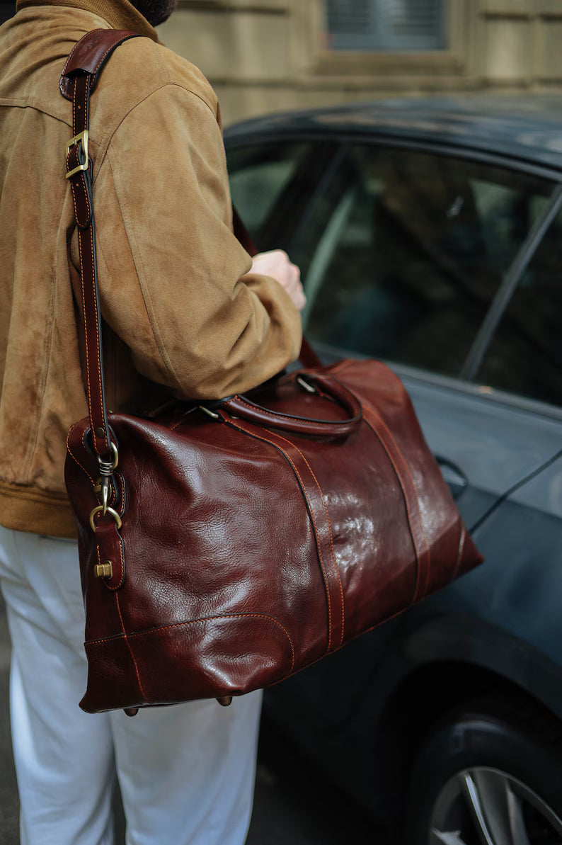Borsone da Viaggio in Pelle Vintage – Elegante, Capiente e Resistente