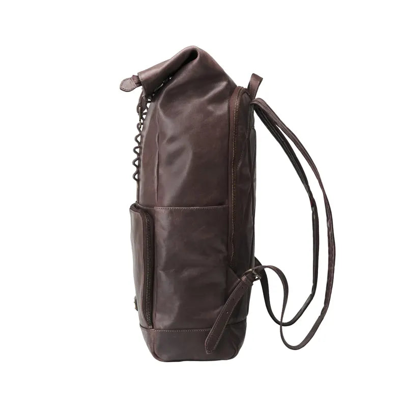 Zaino Roll-Top in Pelle Vintage – Elegante, Capiente e Organizzato