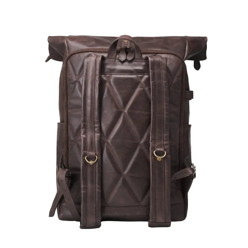Zaino Roll-Top in Pelle Vintage – Elegante, Capiente e Organizzato